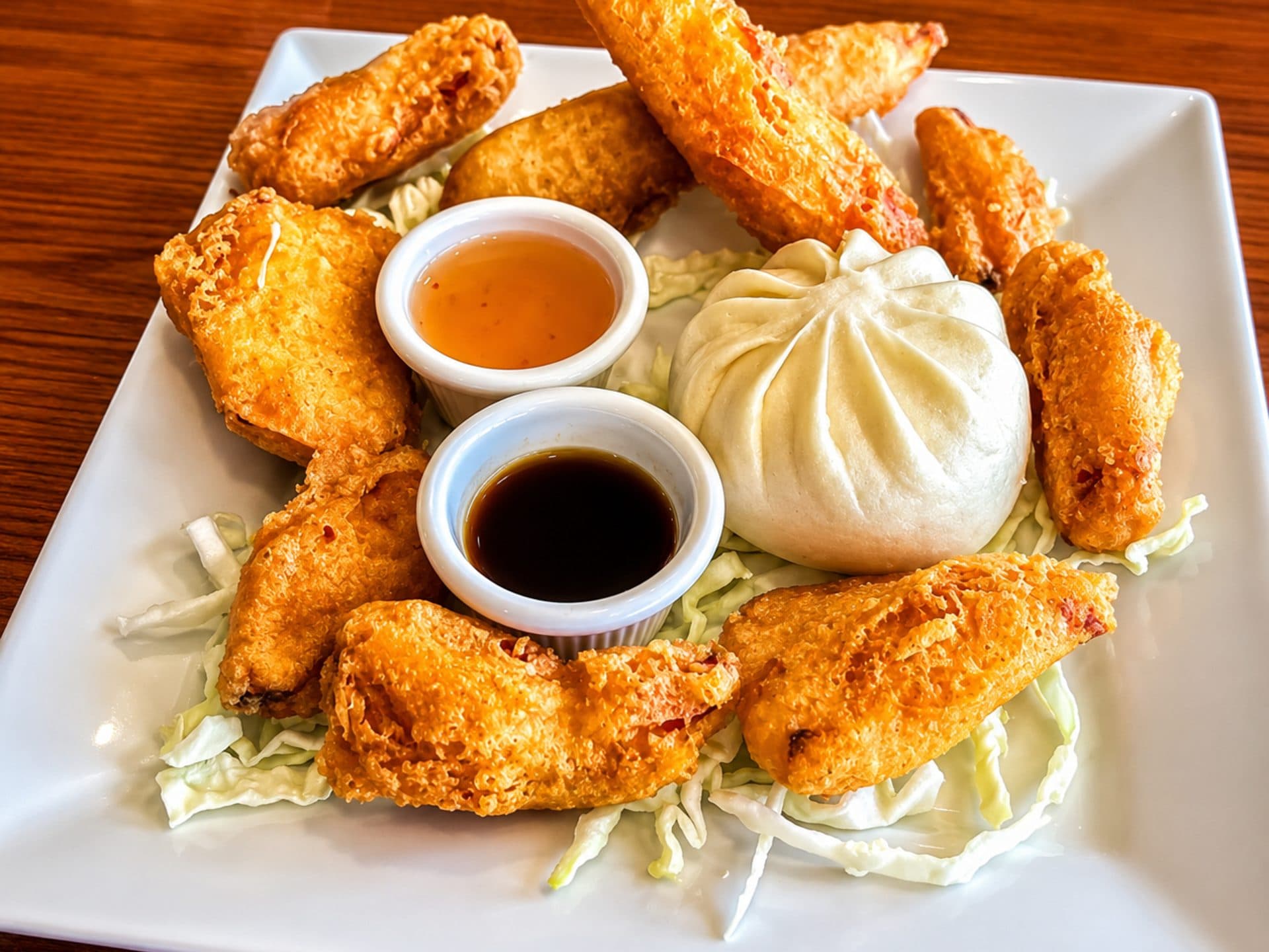 Pork Dumplings & Shrimp Tempura